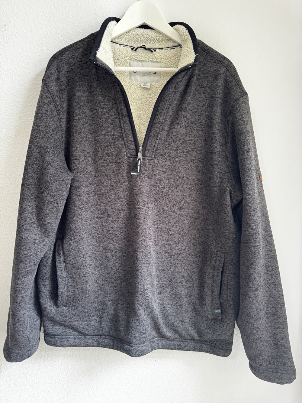 Orvis Men's Heather Gray Quarter-Zip Sherpa-Lined Sweater